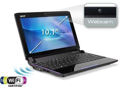 Acer Aspire One 532h-2Db LAPTOP 10.1" LED LCD 160GIG HDD WINDOWS 7 ULTIMATE