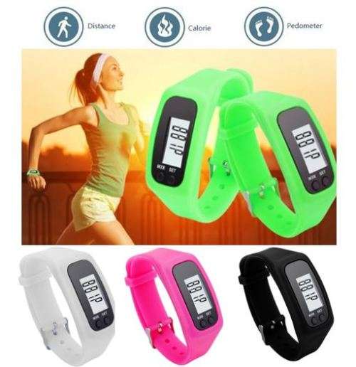 LCD Pedometer Wrist Watches, Calories, Distance, Time in BLACK