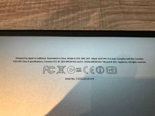 MACBOOK AIR 11" INTEL CORE i7, 250GB SSD, 4GB RAM, MacOS SIERRA. EXCELLENT CONDITION!!!!!