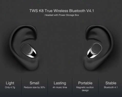 Wireless Bluetooth V 4.1 Headset Power Storage Box DSP Noise-Reduction for Cellphone PC Tablet
