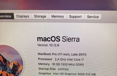 MACBOOK PRO 17", INTEL CORE i7 QUAD CORE 2.40GHZ, 16GB RAM, 750GB HDD