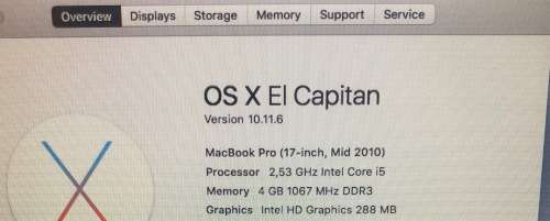 MACBOOK PRO 17" INTEL CORE i5, 500GB HDD, 4GB RAM, 2.53GHz. EXCELLENT CONDITION!!!