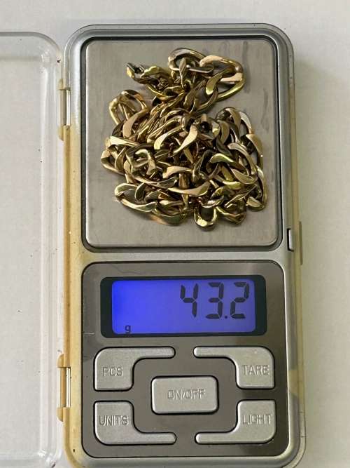 9ct SOLID GOLD THICK CHAIN 43.2 GRAMS , 59CM LONG