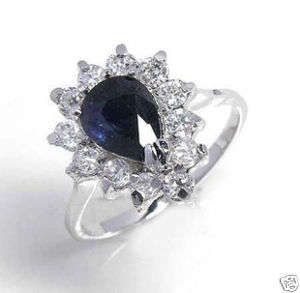 10K WHITE GOLD TANZANIAN SAPPHIRE AND WHITE SAPPHIRE RING!! 1.820CTS!