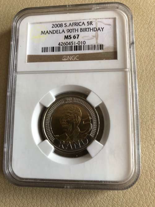 *** Mandela R5 birthday coin NGC graded MS67***