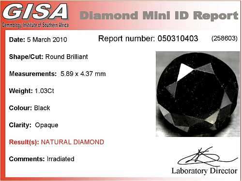 DIAMOND-BLACK-1.03CT-OPAQUE- GISA CERTIFIED