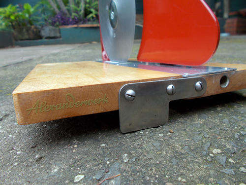 Vintage Alexanderwerk Bread Slicer showing brand on wooden base