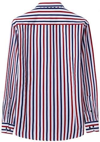 MAZZARO-Slim fit-Cotton-Long sleeve-Striated-Red/Blue/White