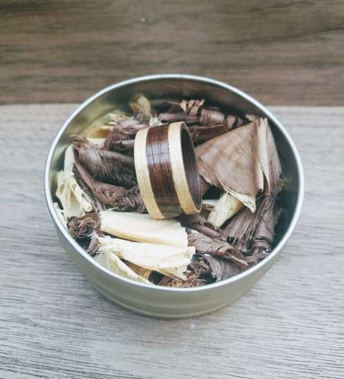 WOOD WOODEN RING WALNUT BENTWOOD WITH MAPLE INLAY WAS R299.00