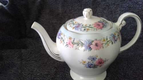 1850 E B Foley Bone China Teapot - Cornflower
