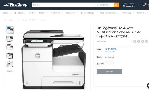 HP PageWide Pro 477dw Wireless Multifunction Colour Printer - less than 2500 Page Count