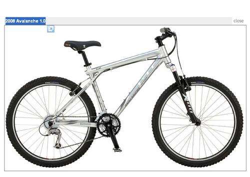 GT AVALANCHE 1.0 2008 MOUNTAIN BIKE - SIZE ADULT MEDIUM - BRAND NEW