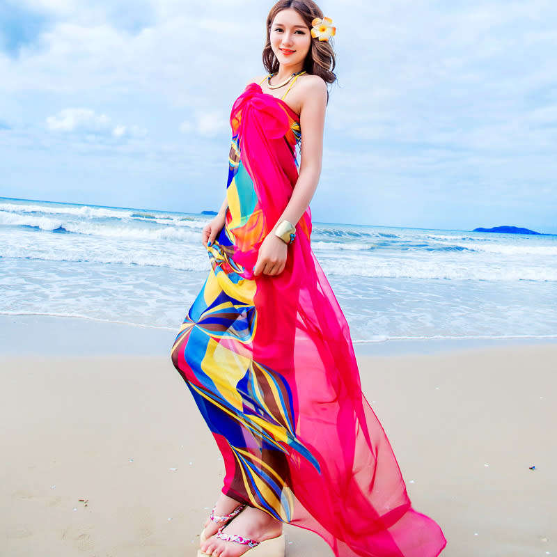 XL faux silk scarf, sirong, shawl