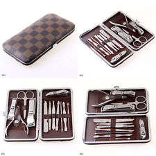 1x 12pcs in 1 Tool Manicure Pedicure Set Nail Clipper Scissors Grooming Kit case
