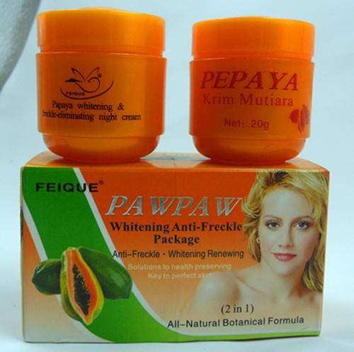 FEIQUE PAPAYA face whitening day cream +night cream anti freckle natural botanical formula skin care