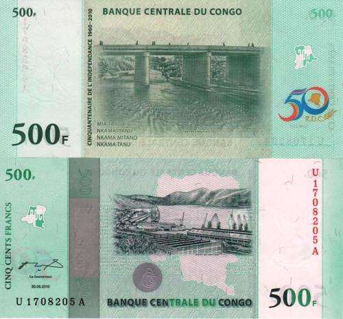 CONGO 500 franc 2010 comm. 50 years UNC