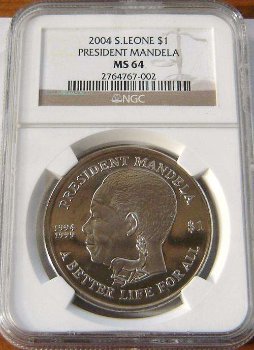 **NGC Mandela S.Leone $1 ** start @R5 for this scarce coin!!