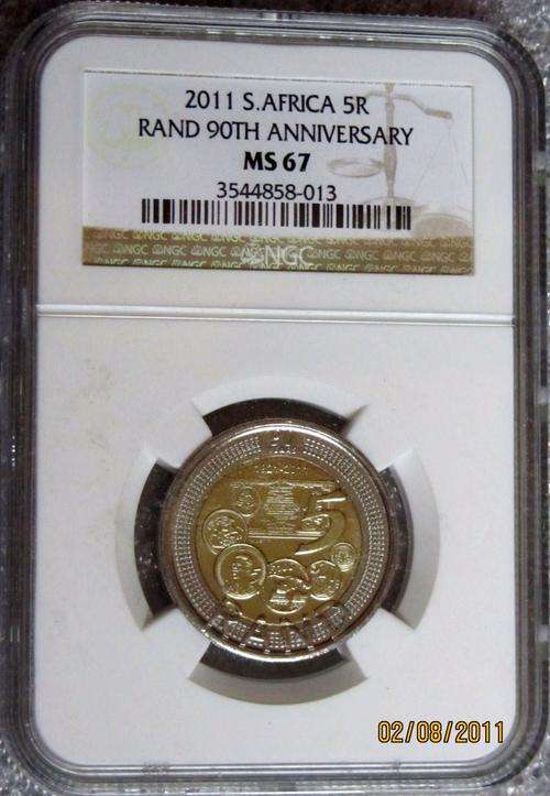 NEW** NGC MS67 2011 SARB R5 90th Anniversary** Free Coin Promotion!!