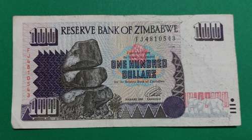 100$ Zimbabwe Bank Note