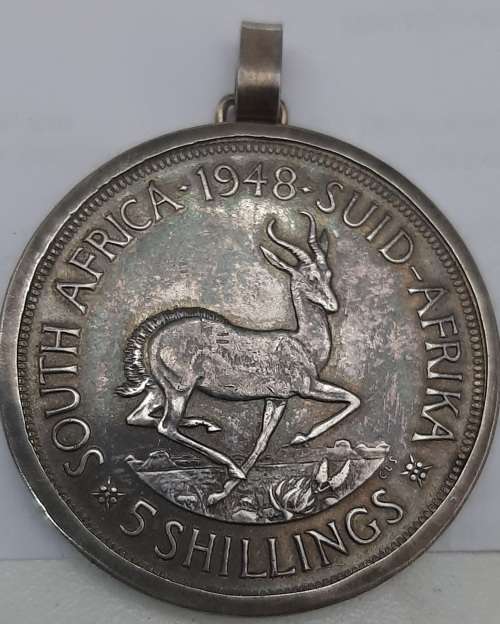1948 80%Silver 5Shillings in sterling Silver Pendant