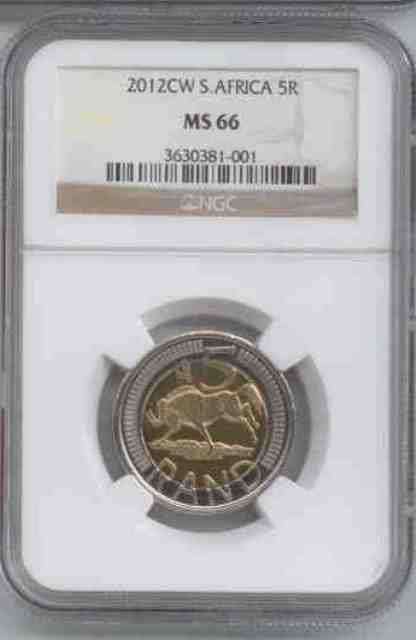 2012 NGC Graded MS66 CW Mint Mark 5Rand (Oom Paul 5Rand)