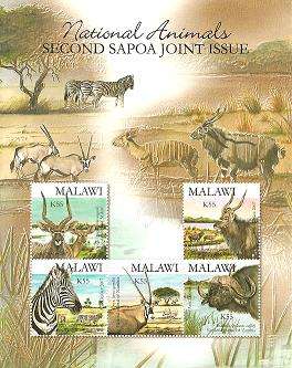 MALAWI 2007 2nd SAPOA Joint Issue National Animals Minisheet Mint NH