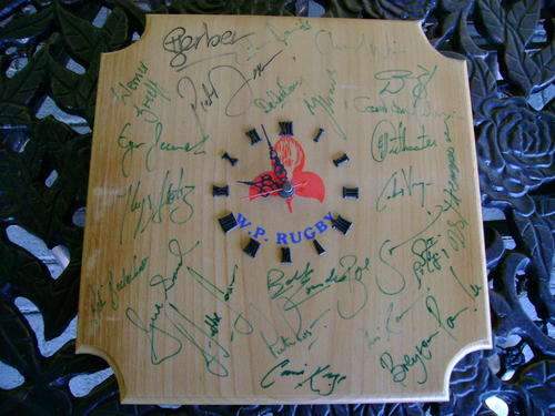 WP Rugby team signature on shield