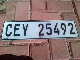 COLLECTABLE NUMBER PLATE - GORDON'S BAY/STRAND 'CEY'