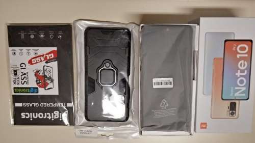 Xiaomi Redmi Note 10 Pro single sim plus Magnetic kickstand shock proof cover and screen protector