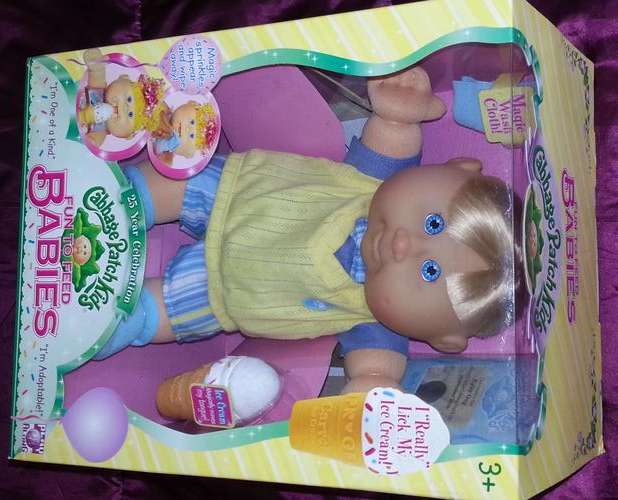MINT! Cabbage Patch Kids - "Fun to Feed" Baby boy doll 'Kyler Guy' 25th Celebration Edition