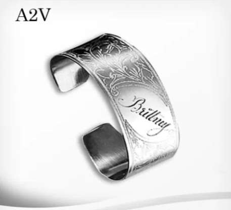 Stainless Steel Wide Open Ended (Cuff) Victorian Bracelet incl FREE Engraving