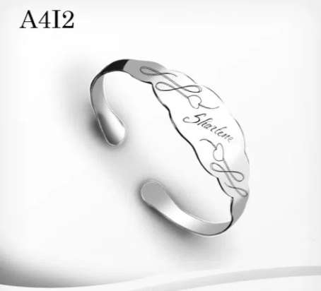 Stainless Steel Scalloped Infinity Heart Cuff Bracelet incl FREE Engraving