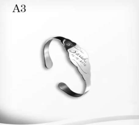 Stainless Steel Baby Open Ended (Cuff) Scalloped Bracelet incl FREE Engraving