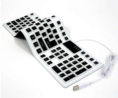 USB Flexible Fold-Up Silicone Keyboard, Spill your beverage & just rinse off