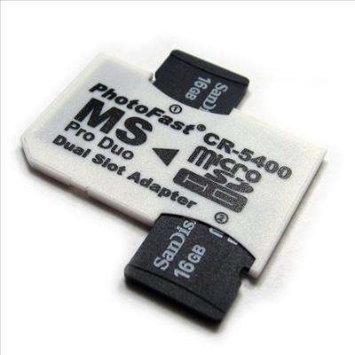 Memory Stick Pro Duo Adapter with Dual Slots Micro SD TF to MS