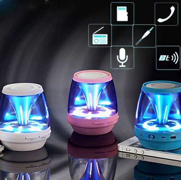 Mini Portable Bluetooth Speakers with Blue LED Night Light