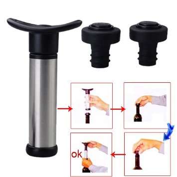 Wine Bottle Vacuum Sealer Pump with Bottle Stoppers