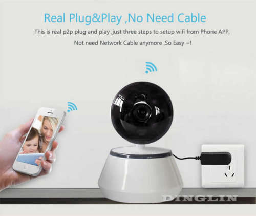 V380 Wifi IP Plug and Play HD Surveillance Nanny Camera with Pan and Tilt