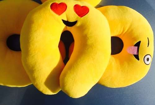 Emoji Travel Pillow with Free Emoji Cube Keyring