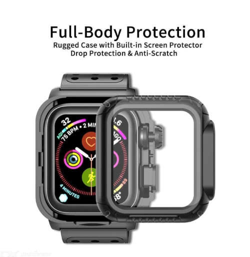 "Local Stock" Protective Case with Strap Band Built-in Screen Protector for 44mm Apple Watch Series