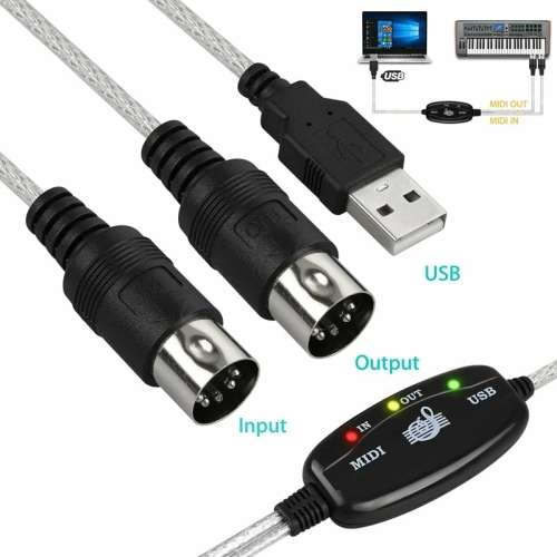 MIDI USB Cable Converter PC to Music Keyboard Adapter