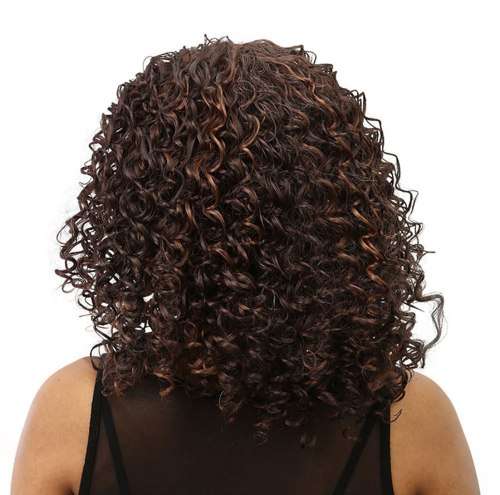 Women Short Wigs Kinky Curly Hair Wigs Synthetic Hair Blonde Brown Mixed Color Brown