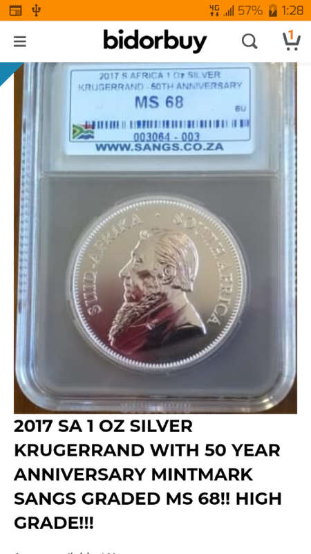1oz silver krugerrand - MS68