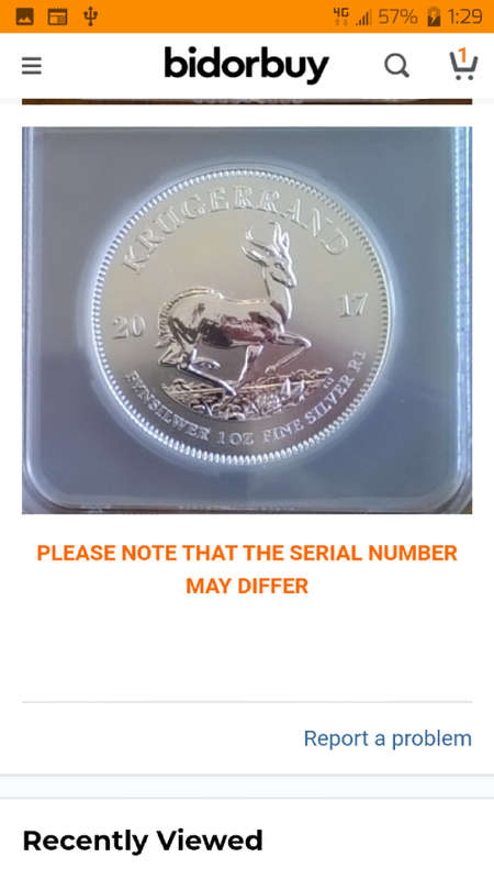1oz silver krugerrand - MS68