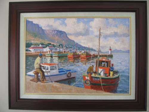 Roelof Rossouw  Oil Painting `Hout Bay Harbour`
