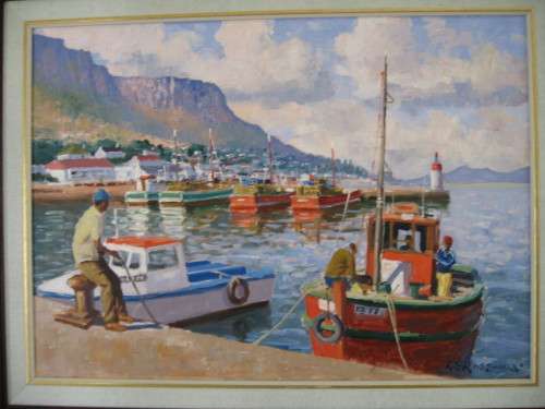 Roelof Rossouw  Oil Painting `Hout Bay Harbour`