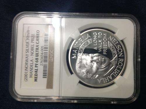 PF68 Ultra Cameo MANDELA - Nobel Laureate Medallion from NORWAY !!!  CRAZY R1 Start