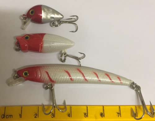 3 PCS MINNOW CRANK BAIT RED HEAD LURES