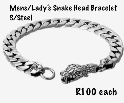 Stainless Steel Snake Head Chain Bracelet