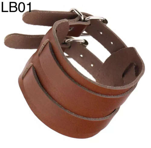 LB01 - PLAIN LEATHER BRACELETS - L/BROWN